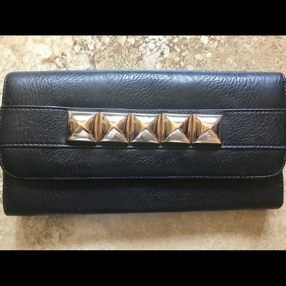 Black Clutch with Gold Studs